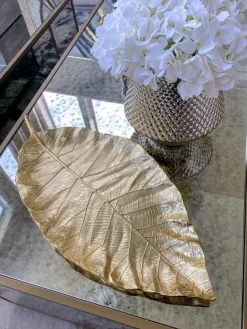 Inspire Me! Home Decor Large Gold Hammered Rim Textured Glass Bowl New