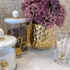 Inspire Me! Home Decor Large Gold Round Bowl Vase With White Jeweled Flower Details Clearance