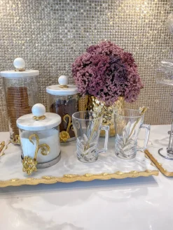 Inspire Me! Home Decor Large Gold Round Bowl Vase With White Jeweled Flower Details Clearance