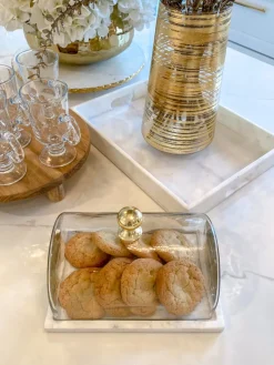 Inspire Me! Home Decor Large Marble Tray With Gold Pomegranate Handles Fashion