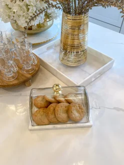 Inspire Me! Home Decor Large Marble Tray With Gold Pomegranate Handles Fashion