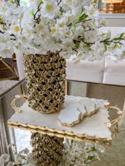 Inspire Me! Home Decor Large Rectangular Glass Tray With Cherry Blossom Details Discount