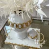 Inspire Me! Home Decor Large Rectangular Glass Tray With White Jeweled Flower Details Outlet