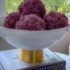 Inspire Me! Home Decor Large Rectangular Marble Tray With White Jeweled Flower Details New