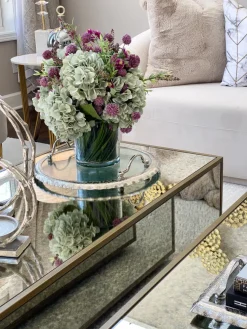 Inspire Me! Home Decor Large Round Glass Tray With Gold Handles And Ruffled Edge Hot