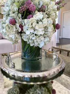 Inspire Me! Home Decor Large Round Glass Tray With Gold Handles And Ruffled Edge Hot