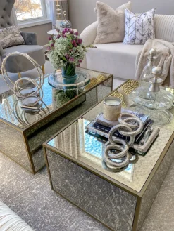 Inspire Me! Home Decor Large Round Glass Tray With Gold Handles And Ruffled Edge Hot