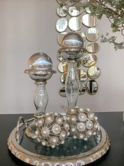 Inspire Me! Home Decor Large Round Glass Tray With Gold Handles And Ruffled Edge Hot
