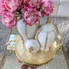 Inspire Me! Home Decor Long Marble Tray With Metal Ripple Edge (2 Colors) Best