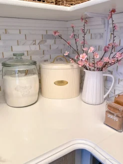Inspire Me! Home Decor Marble And Gold Metal Leaf Branch Canisters- With Metal Rim (3 Sizes) New
