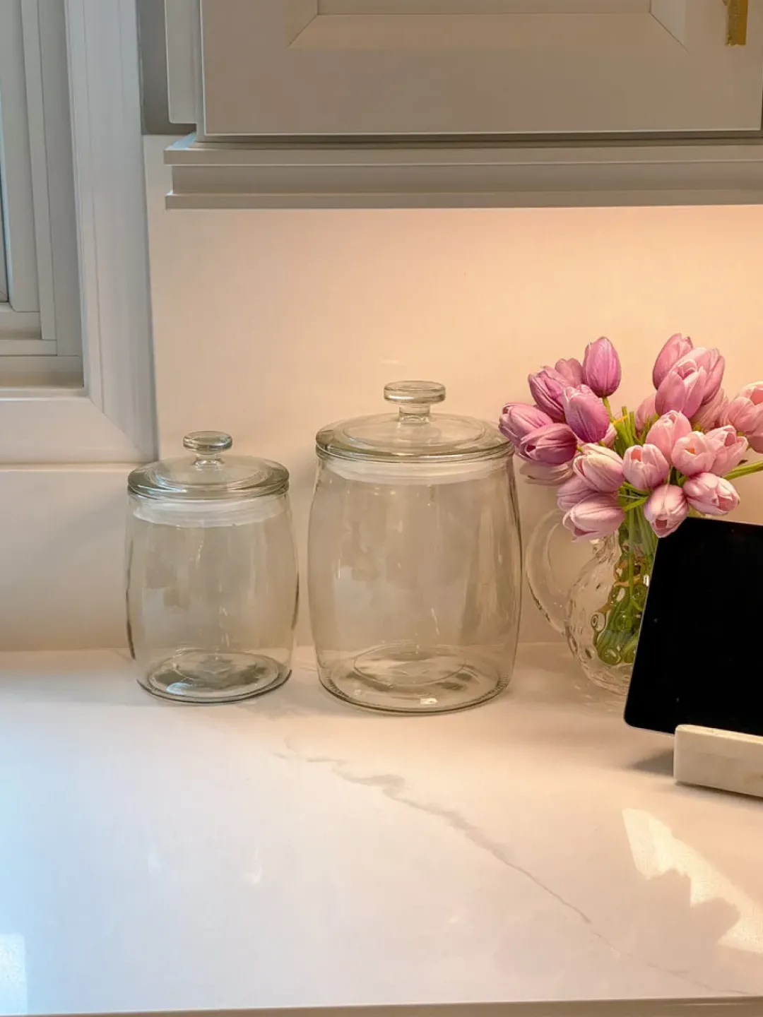 Inspire Me! Home Decor Marble And Gold Metal Leaf Branch Canisters- With Metal Rim (3 Sizes) New