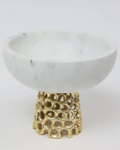Inspire Me! Home Decor Marble Bowl With Intricate Detailed Metal Base (2 Colors) Best