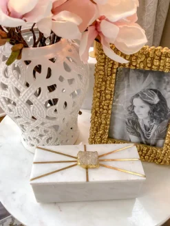 Inspire Me! Home Decor Marble Box With Gold Geometric Design Best