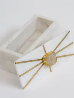 Inspire Me! Home Decor Marble Box With Gold Geometric Design Best