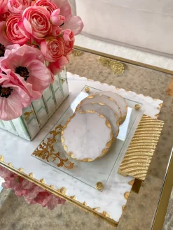 Inspire Me! Home Decor Marble Black And White Trivet With Gold Inlay Sale