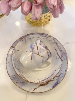 Inspire Me! Home Decor Marble Cake Platter With Metallic Handled Glass Dome (2 Colored Handles) Hot