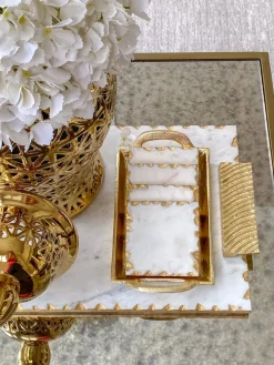 Inspire Me! Home Decor Marble Coasters W/ Gold Hammered Edge Online
