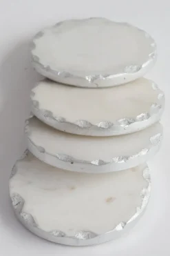 Inspire Me! Home Decor Marble Coasters W/ Gold Trim And Tray Set Hot