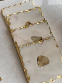 Inspire Me! Home Decor Marble Coasters W/ Silver Trim And Tray Set Fashion