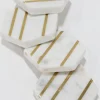 Inspire Me! Home Decor Marble Gold Edge Coaster Set With Agate Center Best