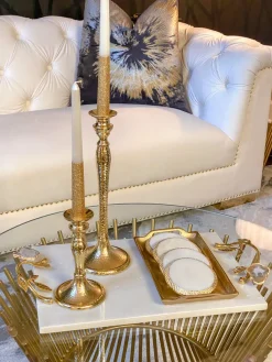 Inspire Me! Home Decor Marble Hexagon Trivet W/ Gold Edge Fashion