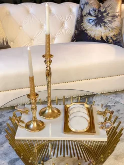 Inspire Me! Home Decor Marble Hexagon Trivet W/ Gold Edge Fashion