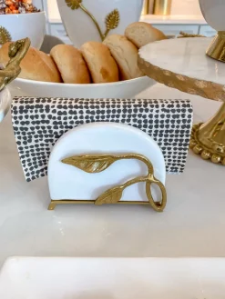 Inspire Me! Home Decor Marble Napkin Holder With Gold Detailing Sale