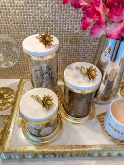 Inspire Me! Home Decor Marble & Silver Hammered Canisters Discount