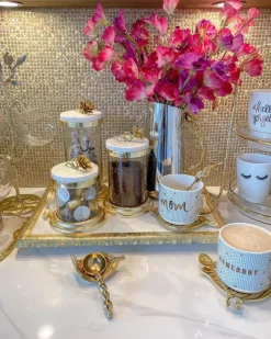Inspire Me! Home Decor Marble & Silver Hammered Canisters Discount