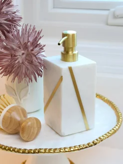 Inspire Me! Home Decor Marble Soap Dispenser With Gold Line Detail Clearance