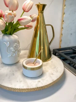 Inspire Me! Home Decor Marble Spice Bowl W/ Gold Rim And Gold Spoon Discount