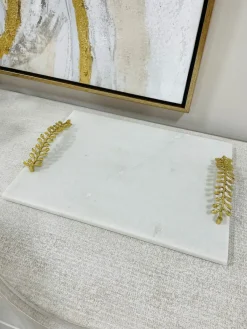 Inspire Me! Home Decor Marble Tray With Gold Agate Handles Discount