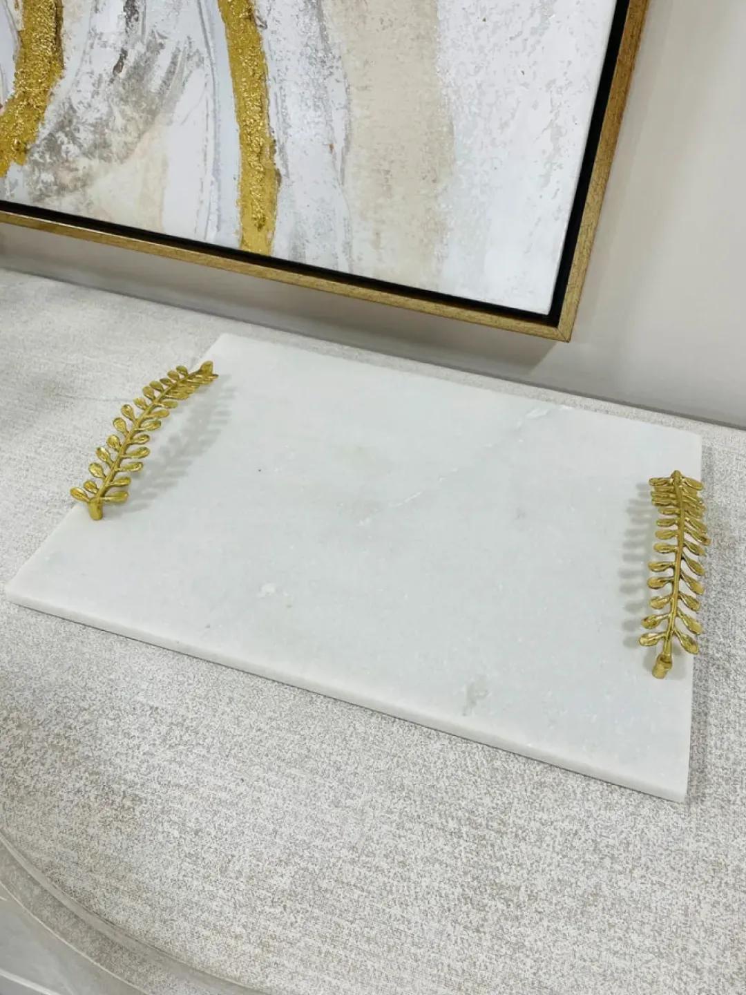 Inspire Me! Home Decor Marble Tray With Gold Agate Handles Discount