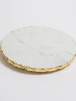 Inspire Me! Home Decor Marble Tray With Gold Branch Textured Handles Sale