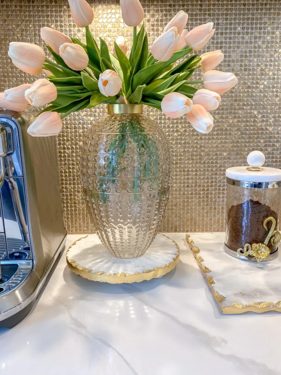 Inspire Me! Home Decor Marble Tray With Gold Lava Handles Online