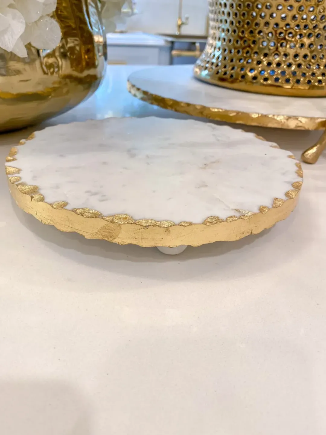 Inspire Me! Home Decor Marble Tray With Gold Lava Handles Online