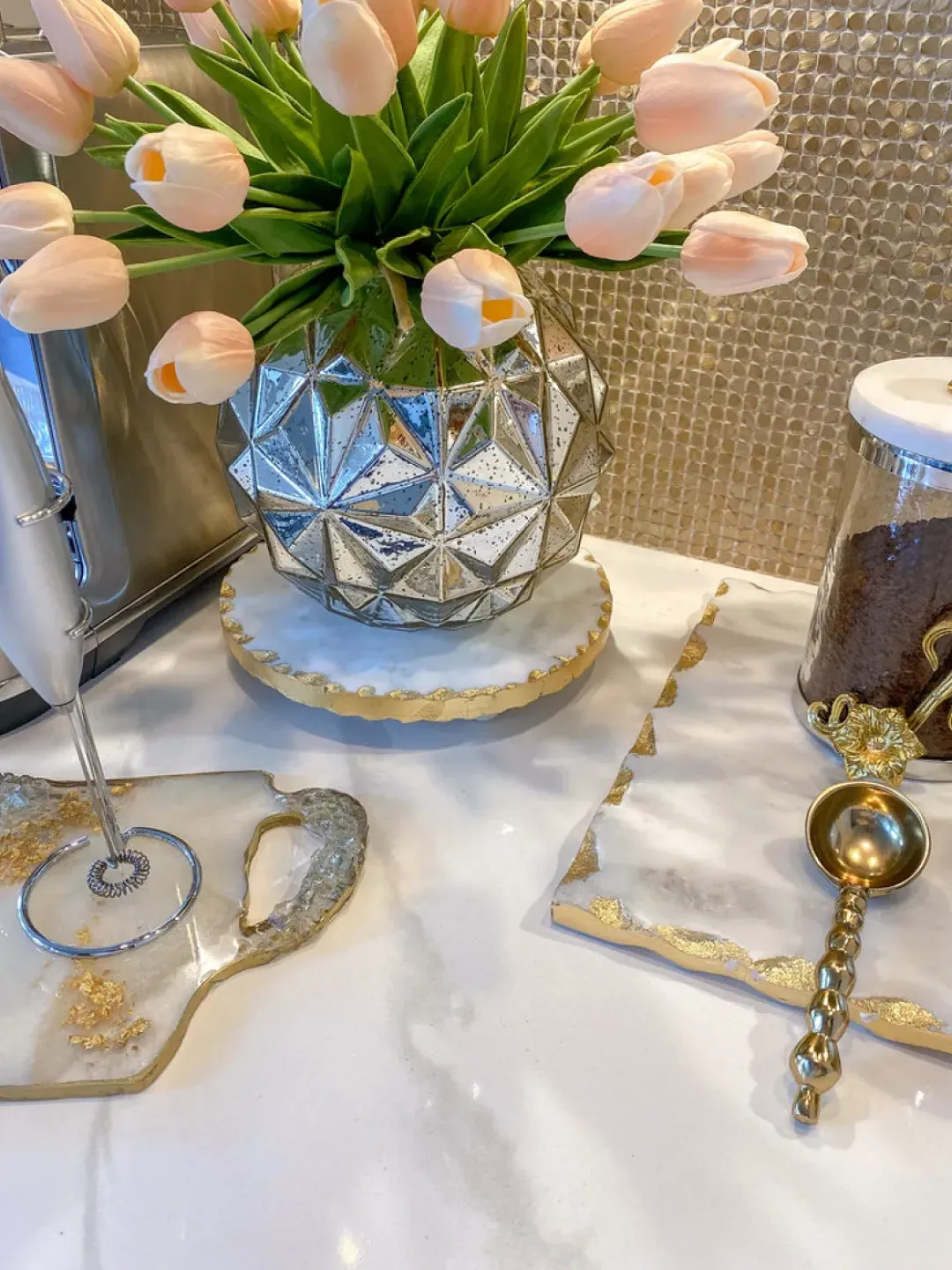 Inspire Me! Home Decor Marble Tray With Gold Lava Handles Online