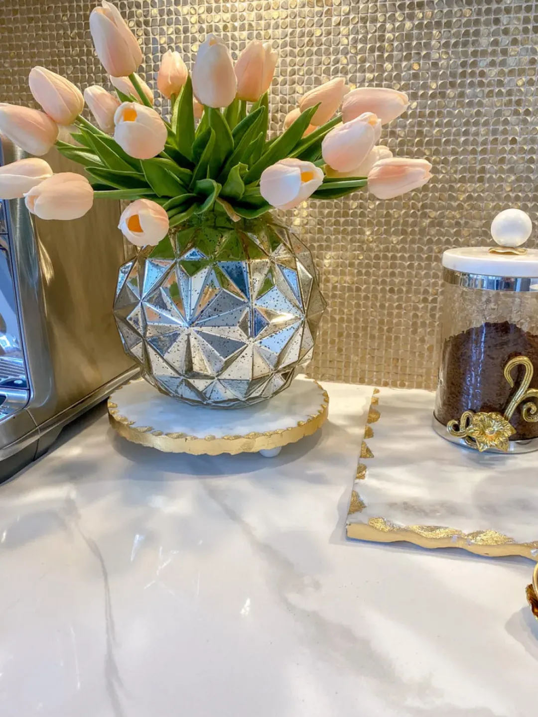 Inspire Me! Home Decor Marble Tray With Gold Lava Handles Online
