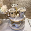 Inspire Me! Home Decor Marble Tray With Gold Metal Abstract Handles Fashion