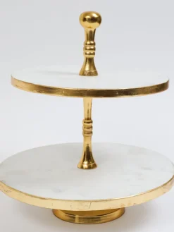 Inspire Me! Home Decor Marble Tray With Gold Metal Abstract Handles Fashion
