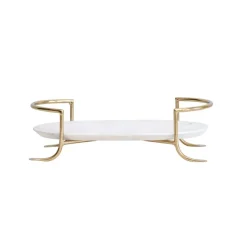 Inspire Me! Home Decor Marble Two Tier Cake Stand With Gold Detail New