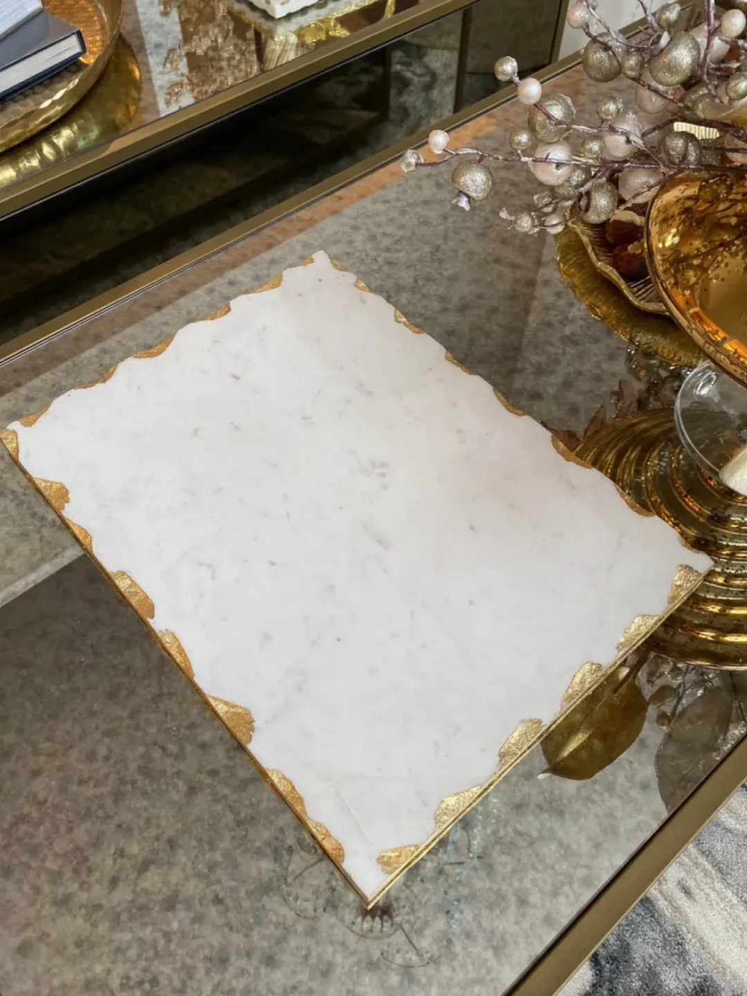 Inspire Me! Home Decor Marble Tray With Metallic Edge (2 Colors) Clearance