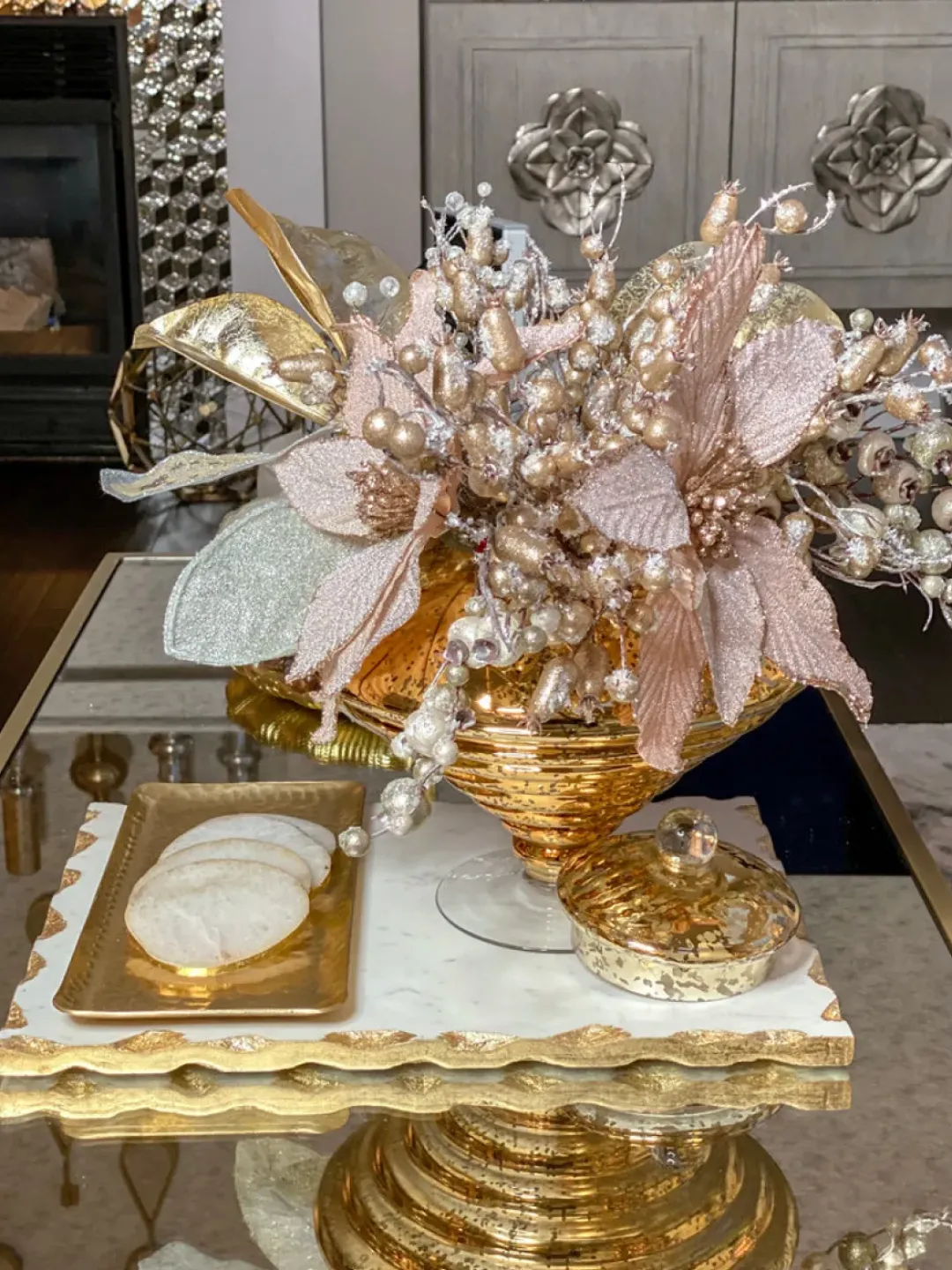 Inspire Me! Home Decor Marble Tray With Metallic Edge (2 Colors) Clearance