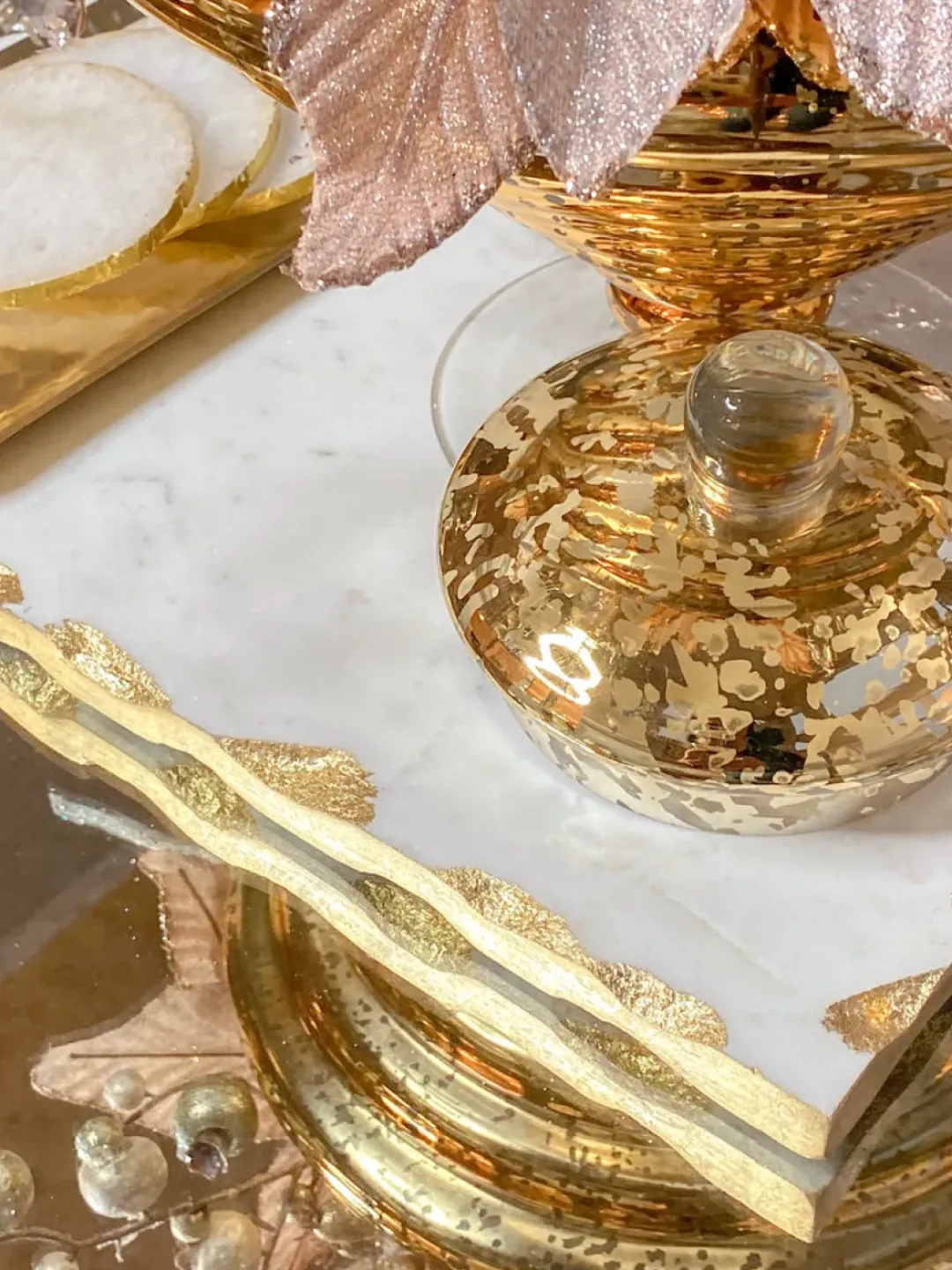 Inspire Me! Home Decor Marble Tray With Metallic Edge (2 Colors) Clearance
