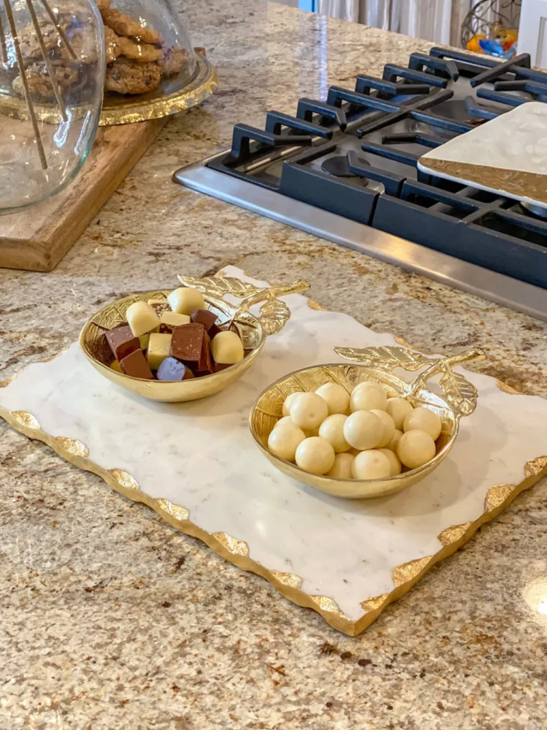 Inspire Me! Home Decor Marble Tray With Metallic Edge (2 Colors) Clearance