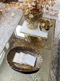 Inspire Me! Home Decor Metal Bowl With Gold And Black Crocodile Print Outlet