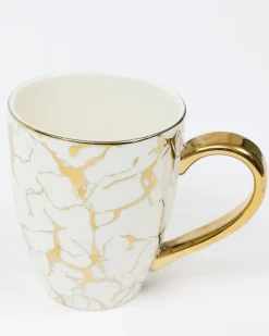 Inspire Me! Home Decor Metallic Gold Marble Print Mug With Hammered Texture Fashion