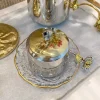 Inspire Me! Home Decor Metallic Gold Marble Print Turkish Coffee & Tea Set With Tray Discount