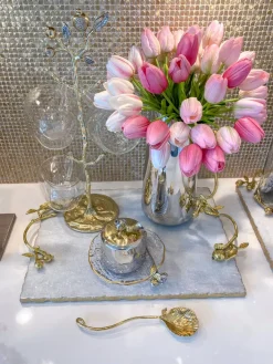 Inspire Me! Home Decor Metallic Gold Marble Print Turkish Coffee & Tea Set With Tray Discount