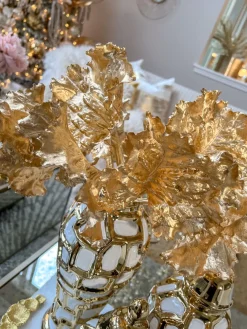 Inspire Me! Home Decor 13″ Metallic Gold Ruffled Leaf Stem Sale